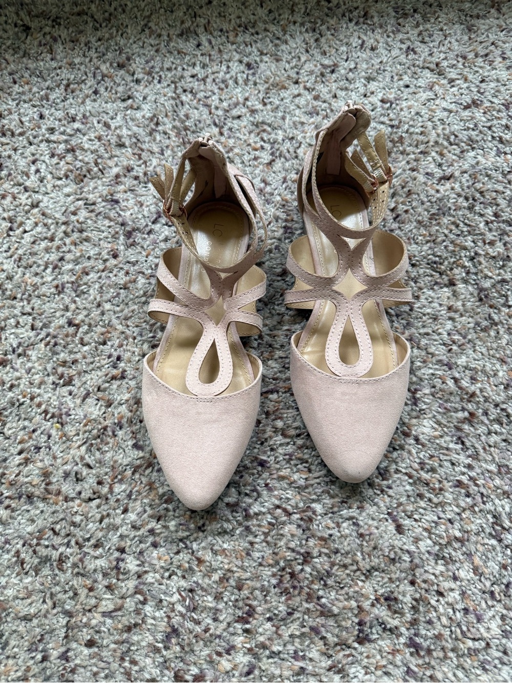 LC Lauren Conrad Blush Pointed Toe Strappy Heels